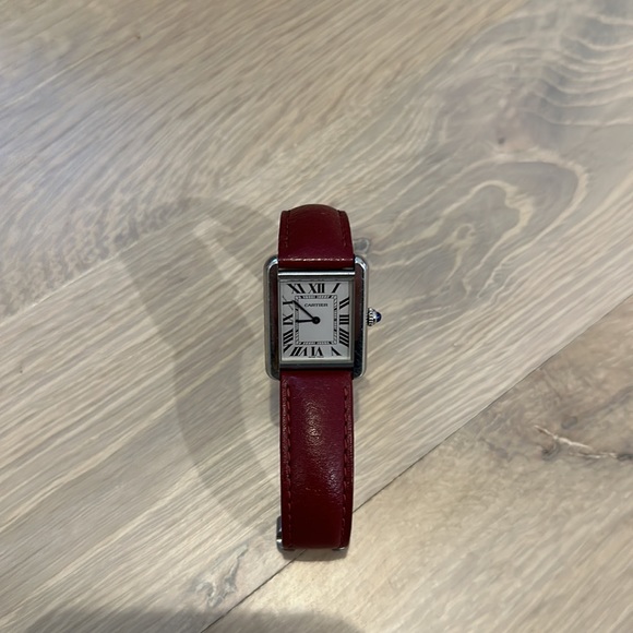 Cartier tank small with red leather strap - Picture 5 of 5
